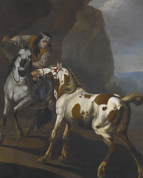 Indian taming a horse, , Johann Heinrich Roos