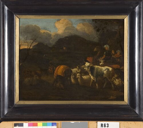 Heuvelachtig landschap met vee, 1765, Johann Heinrich Roos