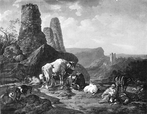 Landschaft mit Vieh und Ruinen, 1675, Johann Heinrich Roos