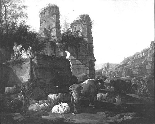 Italianate landscape with cattle, 1676, Johann Heinrich Roos