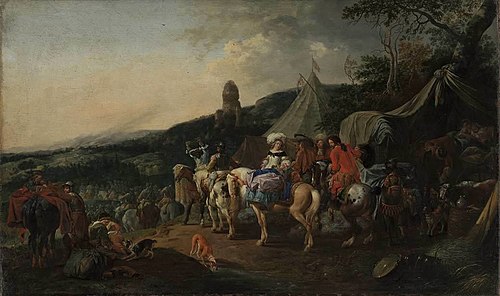Aufbruch eines Heeres aus dem Lager, 1677, Johann Heinrich Roos