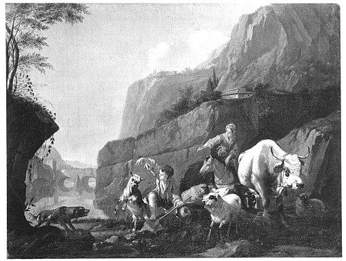 Hirten mit Tieren am Wasser, 1658, Johann Heinrich Roos