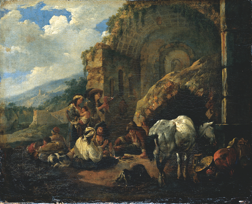 Gypsy Camp in a Roman Ruin, 1671, Johann Heinrich Roos