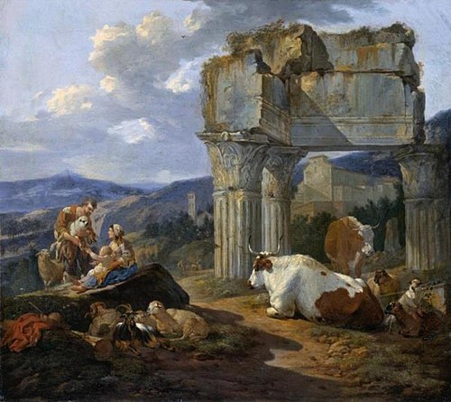 Roman Shepherd's Family with their Flock, 1674, Johann Heinrich Roos