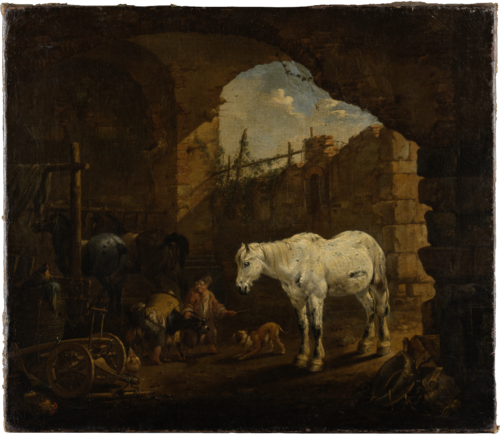 Children playing in a Stable, 1675, Johann Heinrich Roos
