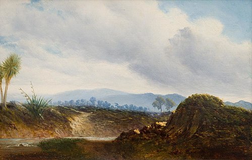 View of the Artist's farm, East Tamaki, 1855, Albin Martin