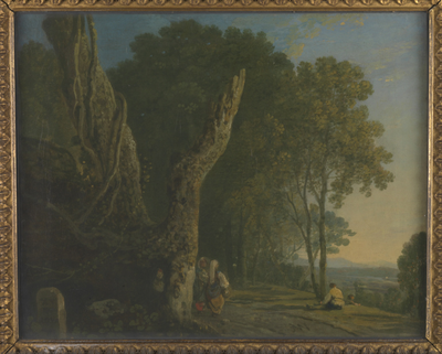 Wooded hill with two gypsy women on a road., 1771, Richard Wilson