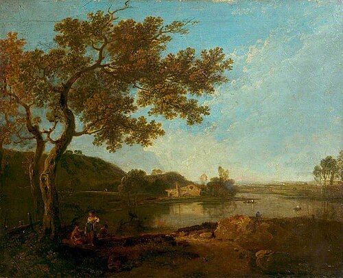 Italian River Scene with Figures, , Richard Wilson