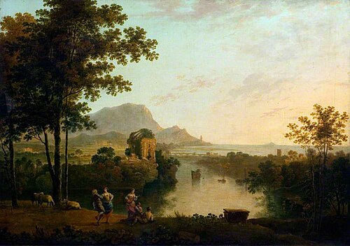 Landscape Composition: River Mouth with Peasants Dancing, , Richard Wilson
