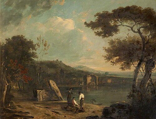 Italian Landscape (Lake Avernus) with Figures, 1750, Richard Wilson