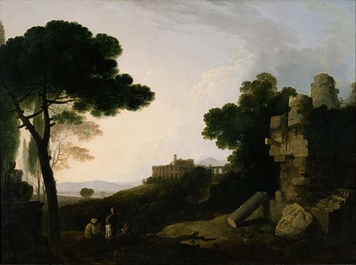 Landscape Capriccio with Tomb of the Horatii and Curiatii, and the Villa of Maecenas at Tivoli, 1754, Richard Wilson