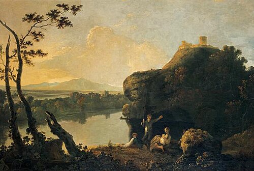 A River Scene with a Castle and Figures, 1755, Richard Wilson