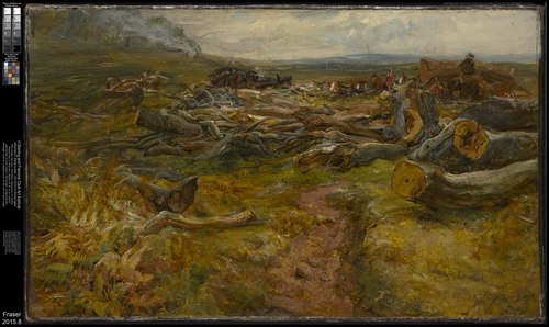 British Soldiers Clearing and Burning, Cadzow Forest, Scotland, 1860, Alexander Fraser