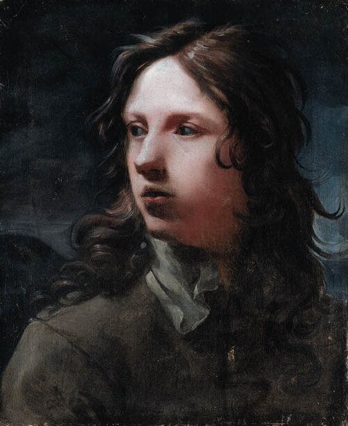 Portrait of a young man, bust length, in a grey jacket, 1682, Jacob van Oost le Jeune