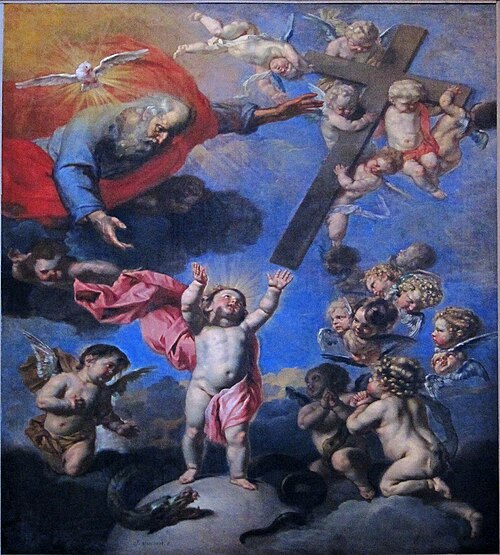 L'Enfant Jésus tendant les bras à la croix offerte par le Père, 1715, Jacob van Oost le Jeune