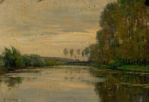 River Scene, the Lower Loire, France, , Alexandre-Jacques Chantron