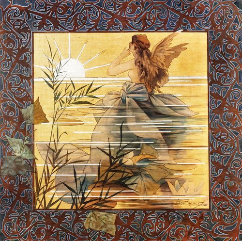 Composition avec nymphe ailée au lever du soleil, 1887, Alexandre de Riquer i Ynglada