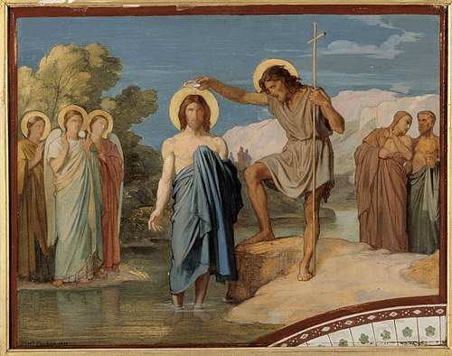 Le baptême du Christ Esquisse pour le décor de la nef de l'église Saint-Germain-des-Prés, 1858, Hippolyte Flandrin