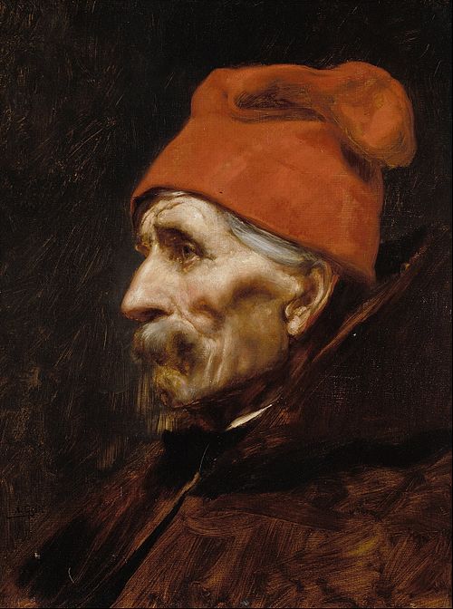 Old man wearing a red fez, 1842, Nikólaos Gýzis