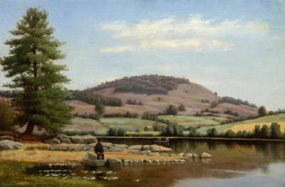 Fishing on Fairlee Pond, Mount Mansfield, Vermont, 1870, Alfred Ordway
