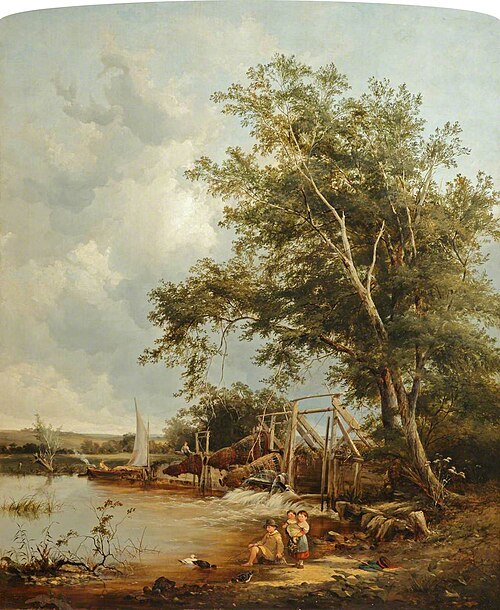 Eel Bucks at Goring, 1844, Alfred Walter Williams