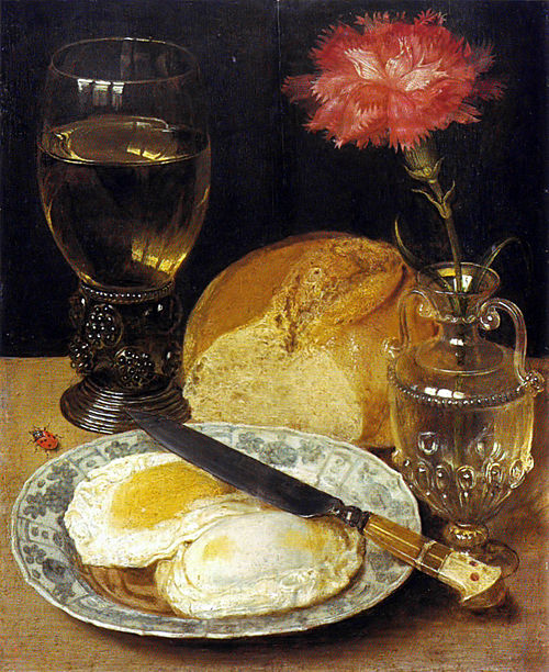 Stil-life with fried eggs, 1630, Georg Flegel