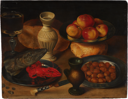 Still Life with Pike’s Head and Hazelnuts, 1595, Georg Flegel