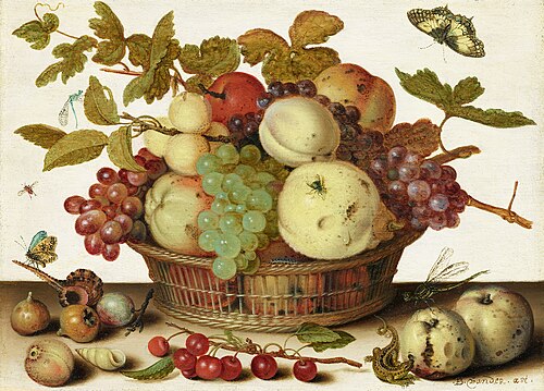 Basket of fruits, 1632, Balthasar van der Ast