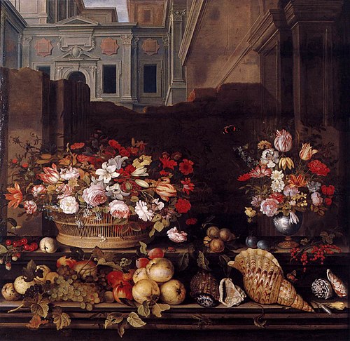 Nature morte aux fleurs, fruits et coquillages, 1640, Balthasar van der Ast