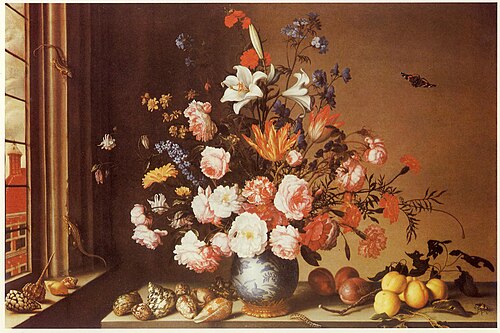 Vase of Flowers by a Window, 1645, Balthasar van der Ast