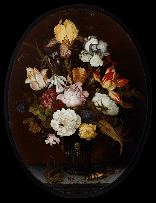 Nature morte florale au vase en verre, 1624, Balthasar van der Ast