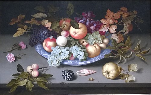 Still Life of Fruit on a Kraak Porcelain Dish, 1617, Balthasar van der Ast