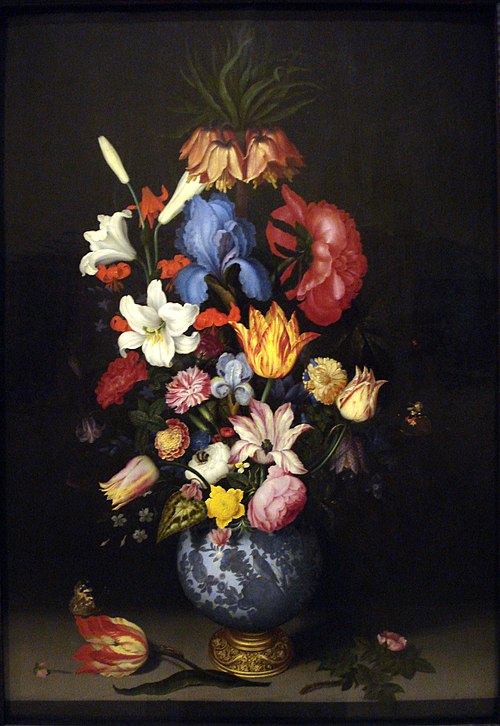 Bouquet in a Wan-Li Vase with a Gilt Mount, 1619, Balthasar van der Ast