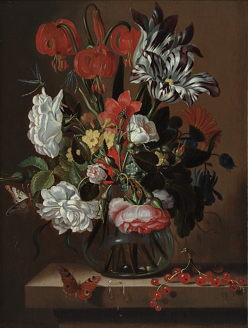 Flowers in a glass vase, 1642, Jacob Marrel