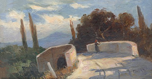 Bridge with Cypresses, 1890, Felicián Moczik