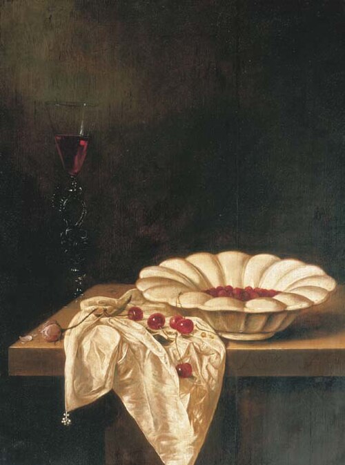 Wild strawberries in a glazed earthenware bowl, 1651, Jan Jansz van de Velde III