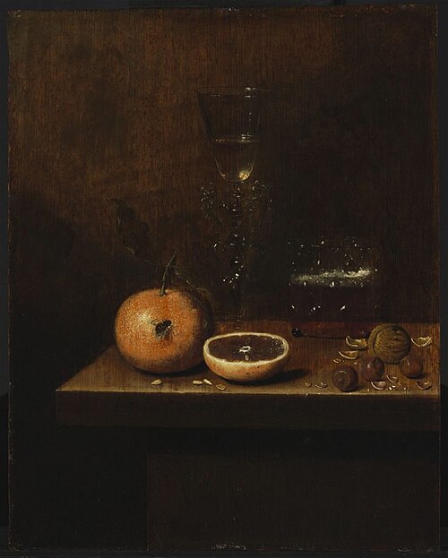 Still Life with Orange and Venetian Glass, 1656, Jan Jansz van de Velde III