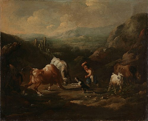 Bulls fighting, 1697, Johann Melchior Roos