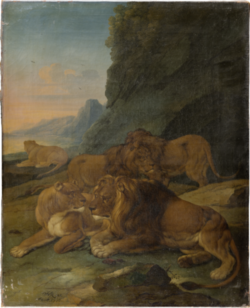 Landscape with a Lion Family, 1716, Johann Melchior Roos