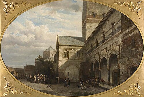 Het Valkhof te Nijmegen in het jaar 800, 1862, Cornelis Springer