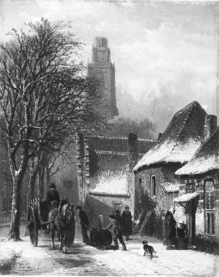 Een stadsgezicht bij winter, 1859, Cornelis Springer