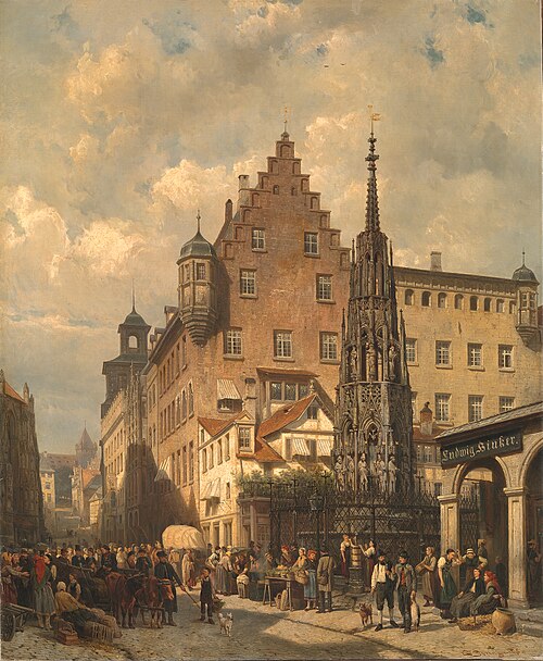 Der "schöne brunnen" te Neurenberg, 1876, Cornelis Springer