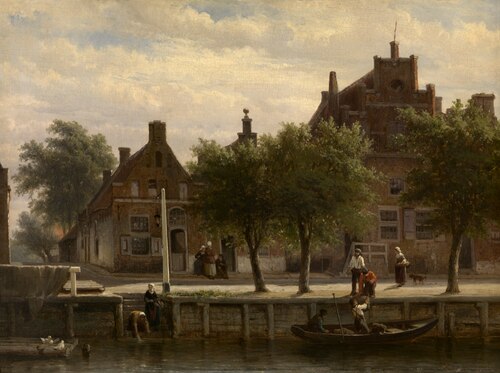 A View of the Harbour of Hasselt, Overijssel, 1862, Cornelis Springer