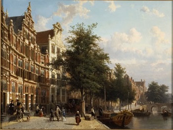 Street and "Gracht" in Amsterdam, 1868, Cornelis Springer