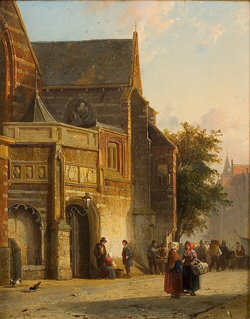 Bij de Oude Kerk te Amsterdam, 1849, Cornelis Springer