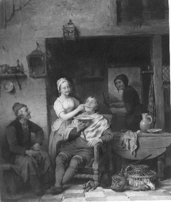 A Barbershop, 1833, Ferdinand de Braekeleer l'Anci