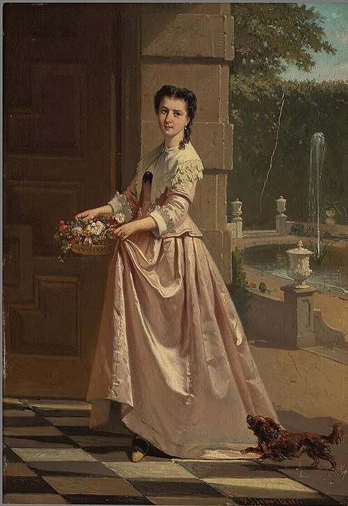 Jong meisje met bloemenmand, 1870, Hendrik Jacobus Scholten