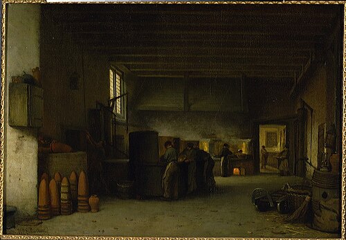 Interieur van de suikerfabriek "De Granaatappel", 1845, Hendrik Jacobus Scholten