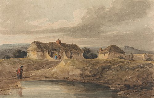 Landscape with Thatched Buildings, 1809, Amelia Long
