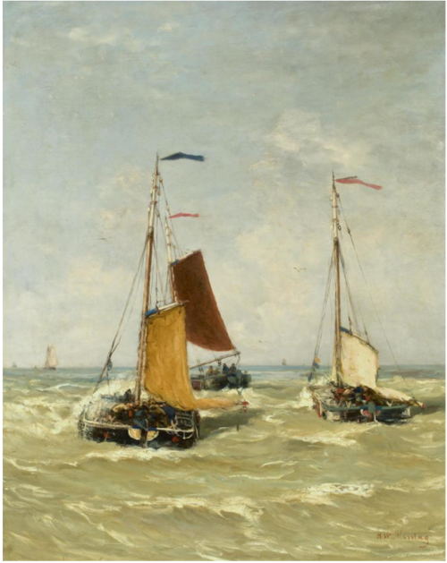 Boats at Sea, 1800, Hendrik Willem Mesdag